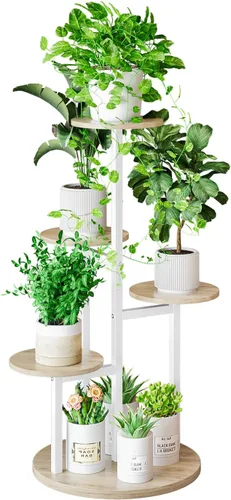 Vista 9 de INGIORDAR - Soporte para plantas de 4 niveles para interiores Multiple Plants with MDF Top Board Metal for Balcony Living Room Patio Garden