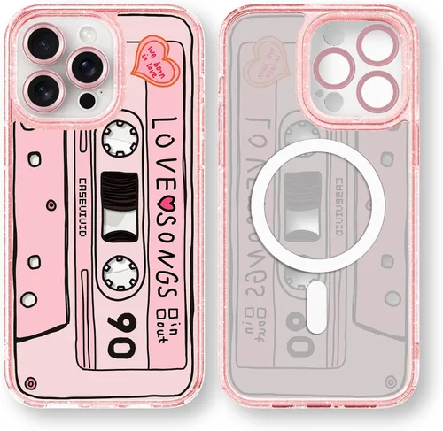 Vista 24 de Compatible para iPhone 13 Funda Bonita Estética - Funda para Teléfono Rosa con Purpurina con Protector de Cámara - Diseño de Cubierta