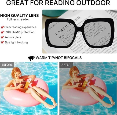Vista 3 de OCCI CHIARI Reader Sunglasses Oversized Reading Sunglasses for Women 10 125 15 175 20 225 25 275 30 35