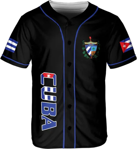 Vista 2 de Podagree - Camiseta de béisbol personalizada de Cuba, camiseta de bandera de Cuba, camiseta cubana para hombres y mujeres, camiseta cubana