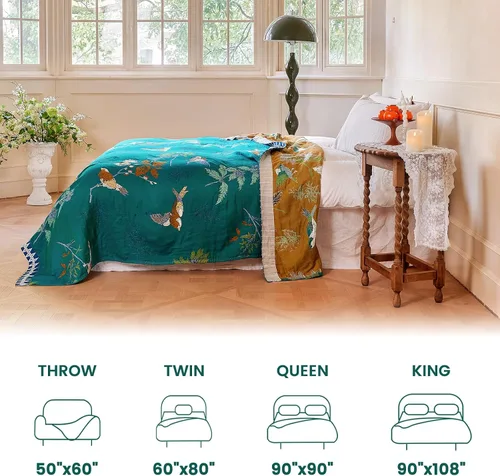 Vista 299 de MSGKV - Manta bohemia/primaveral de algodón para sofá y sala de estar, de gasa acogedora, de 50 x 60 pulgadas 50"x60" Cotton Throw, Woven Bird