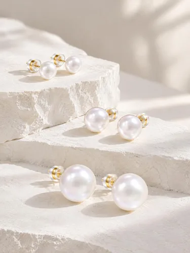 Vista 5 de Cicy Bell Aretes de perlas para mujer, chapados en oro de 18 quilates