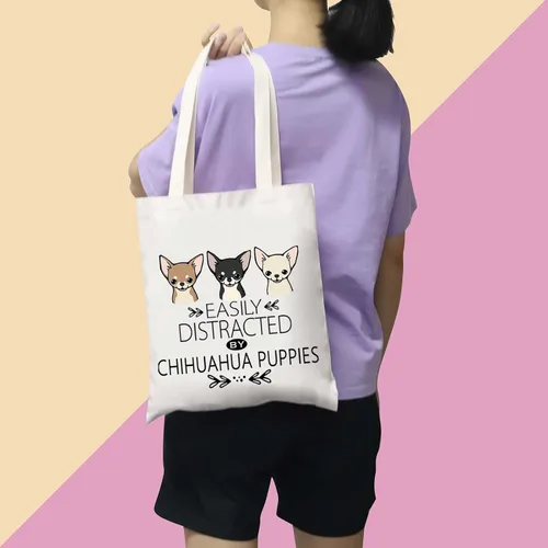 Vista 4 de BDPWSS Chihuahua - Bolsas de hombro de lona para mujer, Chihuahua, mamá, Chihuahua, cachorros, regalo para amantes de los perros