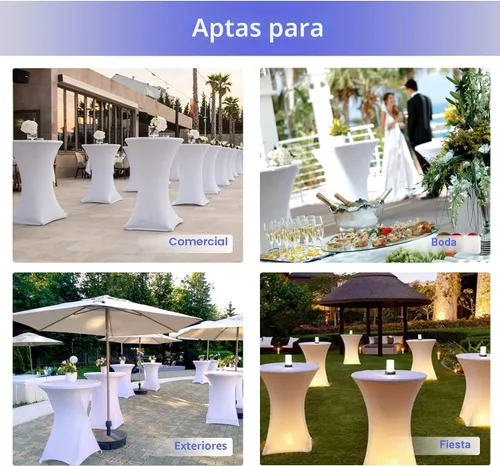 Vista 7 de HolidayIdeas Fundas para Mesa de Cóctel, Paquete de 2 - Manteles de Cóctel de Spandex Elástico Ajustado con Esquinas Cuadradas