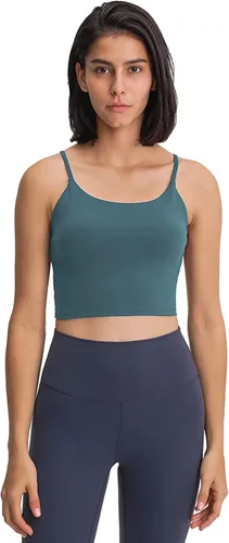 Vista 3 de FGZ Camiseta sin mangas con brasier integrado para mujer, con relleno, fitness, yoga y entrenamiento