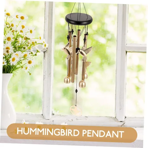 Vista 8 de Abaodam Campana de viento de colibrí para decoración al aire libre, tubos de aluminio, campana colgante de jardín para patio, campanillas de viento