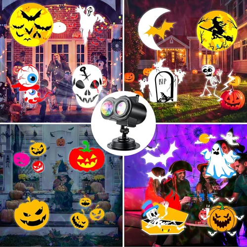 Vista 3 de Luces de proyector de Halloween para exteriores, luces de proyector de Navidad con copo LED Holiday Projector Lights Waterproof with Remote