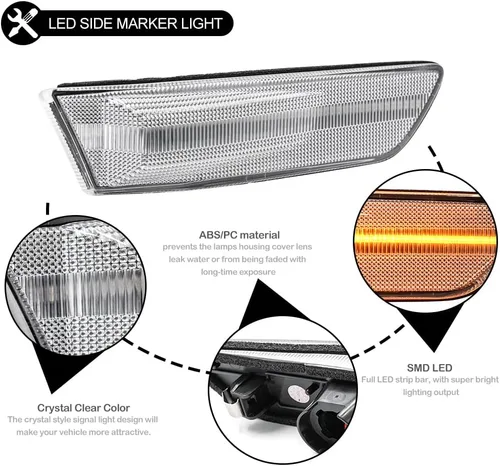 Vista 6 de Lámparas de marcador lateral LED para Infiniti G35/V35 Coupe Skyline V35 Lente transparente ámbar Led rueda intermitente luces de señal de giro