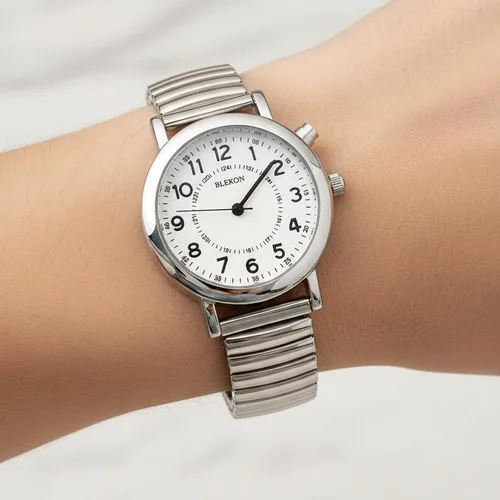 Vista 4 de Blekon Women's Light Up Dial Watch, Analog Display, 33mm Metal Case, Push Button, Glossy Expansion Band, White