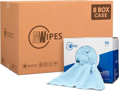 Vista 6 de Toallas de microfibra negras Trapos reutilizables de MWipes 50 trapos en una caja Superabsorbentes, lavables a máquina cientos de veces