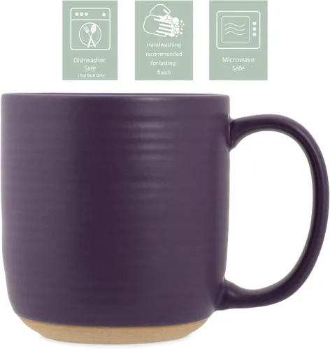 Vista 4 de Elanze Designs Juego de 2 tazas de café de cerámica de cerámica de 16 onzas, color morado acanalado