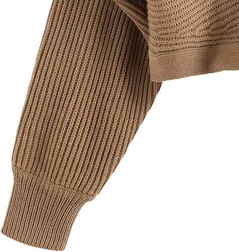 Vista 3 de ZAFUL Womens V Neck Cropped Sweater Ribbed Knit Pullover Tops Sexy Drop Shoulder Jumpers