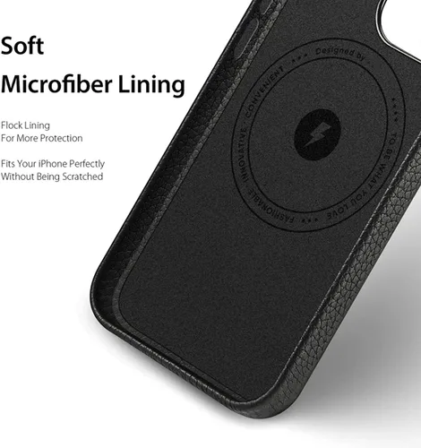 Vista 5 de Funda para iPhone 13 Pro Max, funda delgada de piel auténtica de alta calidad con forro de microfibra suave, funda de teléfono de agarre cómodo