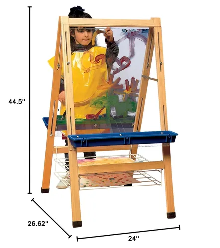 Vista 3 de Childcraft 272203 doble cara caballete con paneles Claro, 44 – 1/2" x 24" X 26 – 5/8," tono de madera natural