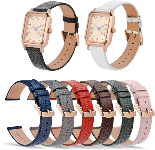 Vista 7 de ANNEFIT Correa de reloj de cuero para mujer, 0.394 in, 0.472 in, 0.512 in, 0.551 in, 0.591 in, 0.630 in, 0.709 in, 0.787 in, correa de repuesto