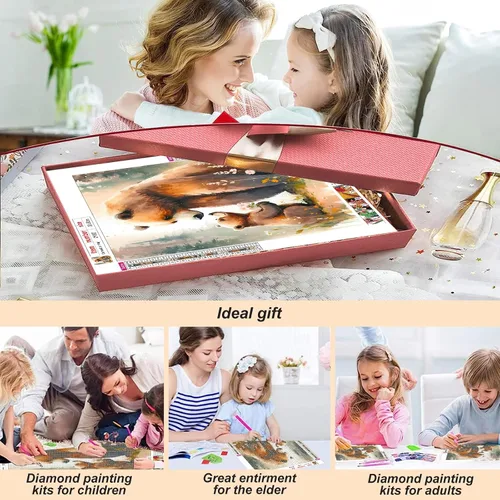Vista 3 de Stalente Kits de pintura de diamantes para adultos, kits de arte de diamantes 5D para principiantes, pintura de diamante redonda para decoración