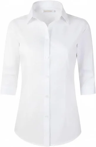 Vista 11 de Beninos Camisa de manga 3/4 para mujer, ropa de trabajo formal, color blanco