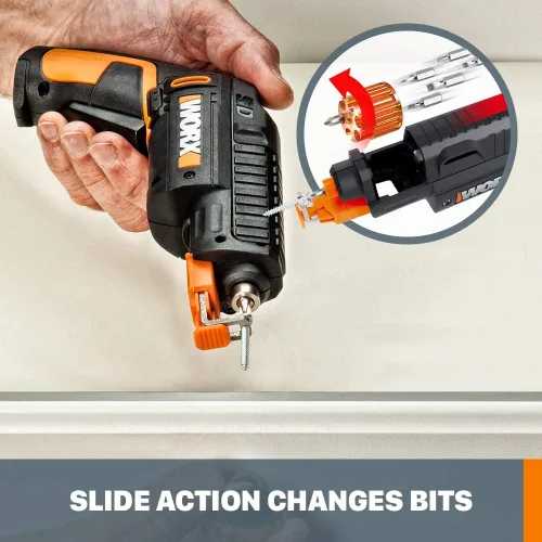 Vista 5 de Worx WX255L - Destornillador eléctrico de 4 V, juego de destornilladores eléctricos inalámbricos recargables con 6 brocas, soporte para tornillos