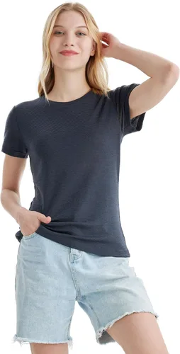 Vista 7 de Merino Protect Camisetas 100% de lana merino para mujer, cuello redondo, manga corta, resistencia al olor, capa base, viajes, senderismo, camiseta