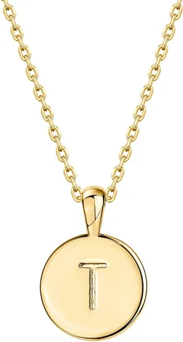 Vista 41 de PAVOI - Collar con dije de letra inicial chapado en oro de 14 quilates para mujer Collar con inicial alfabética de oro