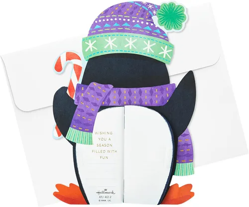 Vista 7 de Hallmark Paper Wonder - Tarjeta de Navidad con diseño de panal de abeja (pingüino)