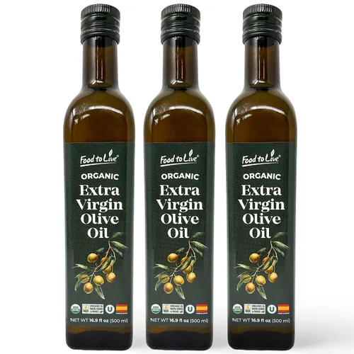 Vista 9 de Food To Live Aceite de Oliva Virgen Extra Orgánico, 16.9oz (16.9 fl oz) – Prensado en frío. Rico en polifenoles. Sin OMG. Botella de vidrio.