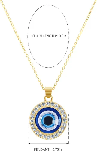 Vista 5 de Evil Eye Necklace Third Blue Eyes Amulet Pendant Dainty Ojo Gold Chain Necklace Kabbalah Protection Adjustable Fashion Jewelry Gift for Women and