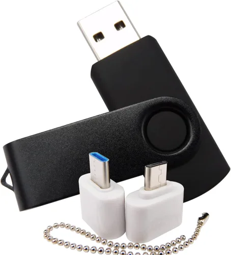 Vista 12 de Mini unidad flash USB de capacidad con 1 OTG (Micro USB) y 1 adaptador tipo C (USB-C) para teléfono móvil (naranja, 128 MB)