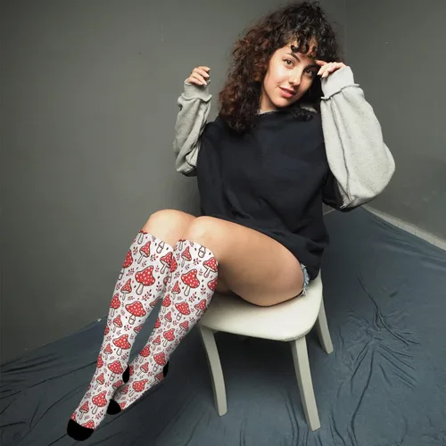 Vista 4 de devor plant Cute Mushrooms Funny Mushrooms Magic MushroomsMid calf socksKnee Socks Long Women's Socks Knee High Tube Sock Funny plant Cute Mushrooms