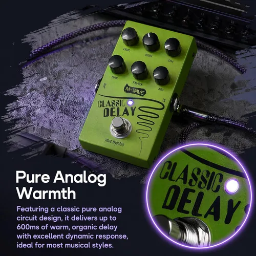 Vista 6 de M-VAVE ClassicDelay - Pedal de guitarra multiefectos, pedal de guitarra multiefectos, pedal de guitarra multiefectos, efecto de guitarra analógica