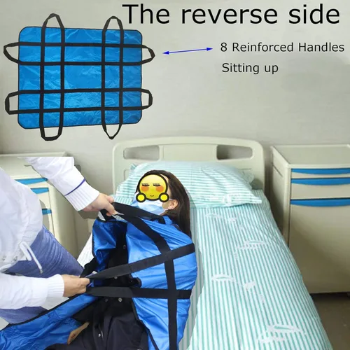 Vista 5 de Almohadilla posicionada para cama con asas de 48" X 40", protector de colchón para incontinencia, forro de ropa de cama con correas para fácil