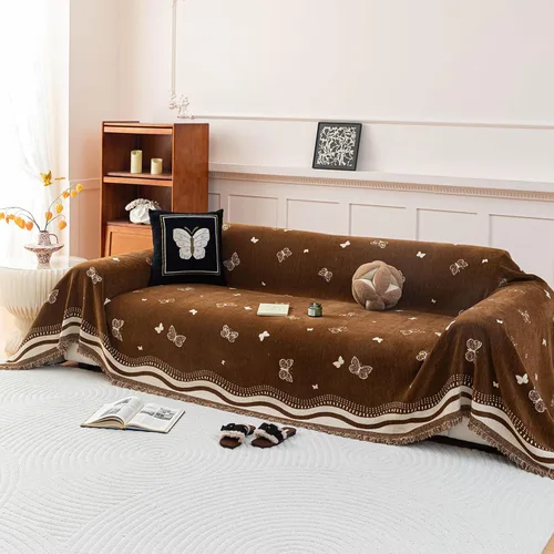 Vista 48 de DREAMINGO Funda para sillón reclinable con estampado floral verde y botánico de jacquard, 1 cojín, acogedora funda de felpilla para sala de estar