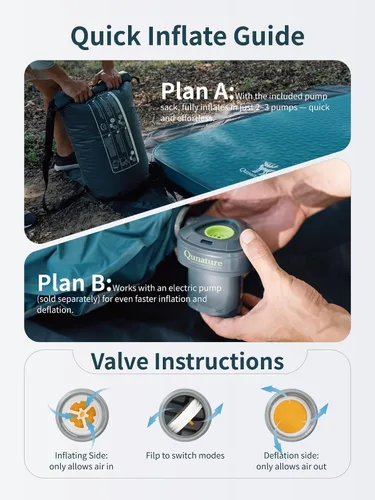 Vista 7 de Colchoneta autoinflable de 4 pulgadas de grosor con espuma, colchón de campamento de aire, innovadora estructura telescópica en forma de Y