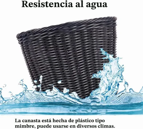Vista 3 de Cesta para bicicleta, cesta de almacenamiento frontal para manillar con correas de cuero ajustables, accesorios de bicicleta, tejida a mano