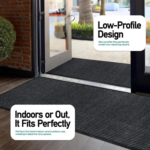 Vista 3 de LuxUrux Tapete de goma duradero para puerta, resistente, interior/exterior, fácil de limpiar, impermeable, patio, garaje, tapete comercial