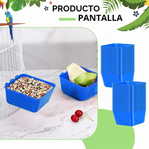 Vista 5 de Maxdot - 20 tazas alimentadoras de agua de pollo de 16 onzas, color azul Tazas colgantes para paloma, conejo, jaula de aves de corral, plástico