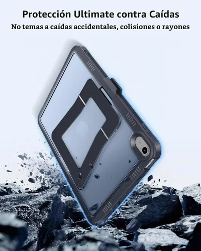 Vista 5 de DTTO - Funda para iPad (A16) 11ª generación de 11 pulgadas y 10ª generación, color negro Funda protectora a prueba de golpes con protector