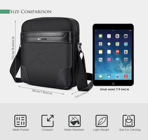 Vista 3 de iKammo Bolso cruzado pequeño para hombre, bolso de hombro tipo mensajero, bolso lateral de viaje, cartera para hombre