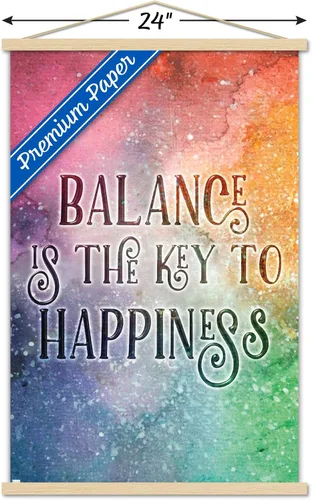 Vista 3 de Trends International Brigid Ashwood - Balance is the Key Wall Poster with Magnetic Frame Premium Print and White Hanger Bundle
