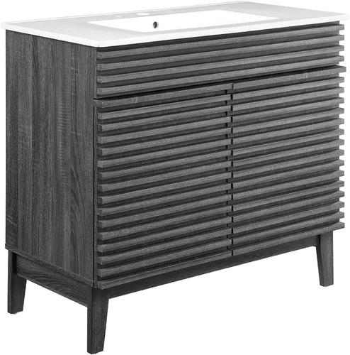Vista 67 de Modway Render 23.5" tocador de baño en nogal (lavabo no incluido)