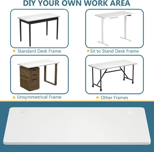 Vista 7 de Tangkula Universal Relevance - Mantel sólido de una pieza para marco de escritorio estándar y de pie, 48 x 24 pulgadas, mesa rectangular de oficina