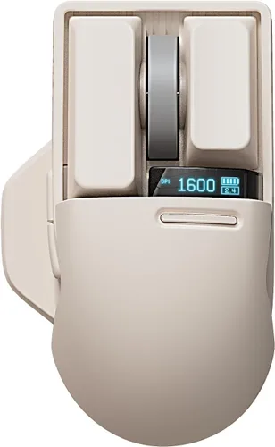 Vista 10 de LOFREE Touch PBT - Ratón inalámbrico con receptor USB, Bluetooth, conexión por cable, recargable, 4000 DPI con pantalla OLED, compatible