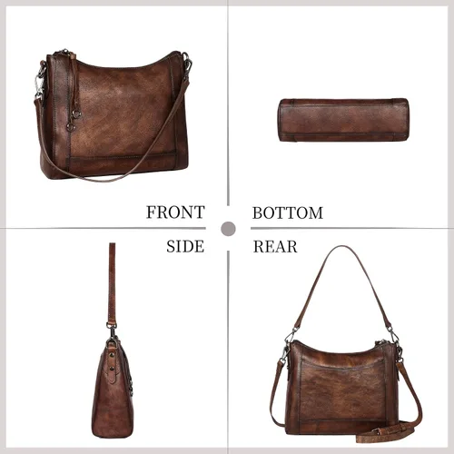 Vista 4 de Iswee Bolsos cruzados de cuero genuino para mujer, bolso de mano, bolso de mano, bolso de hombro vintage para trabajo