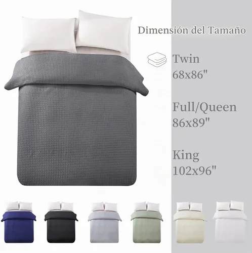Vista 7 de HollyHOME Colcha de Cama Acolchada Pinsonic Individual Sólida Súper Suave de Lujo a Cuadros Cubrecama Cobertor de Cama, Gris Oscuro, Full/Queen
