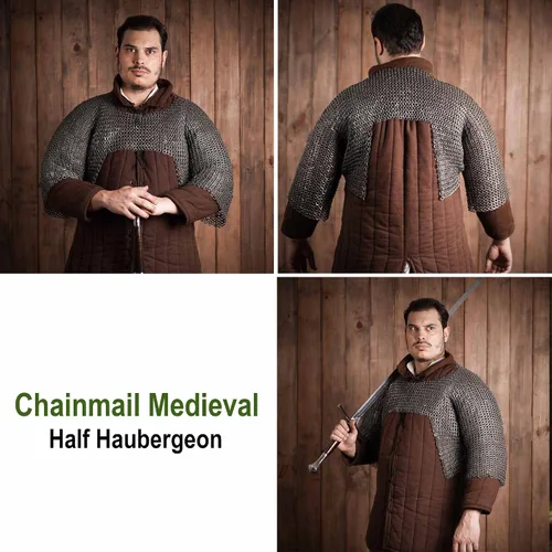 Vista 4 de Lord Of Battles Medieval Chainmail Half Hauberk Mild Steel Flat Ring Round Riveted Alt