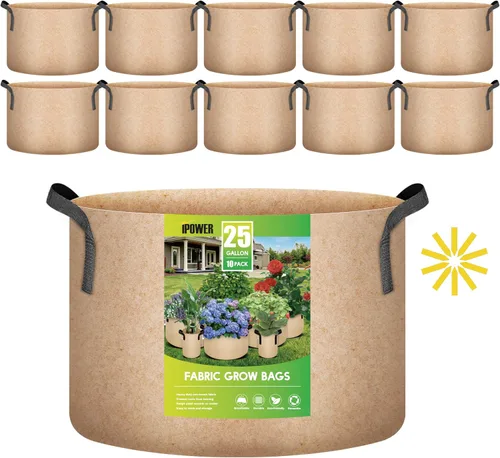 Vista 15 de iPower Paquete de 10 bolsas de 3 galones para plantas de tela no tejida gruesa resistente para cultivo de papas, contenedor duradero con aireación