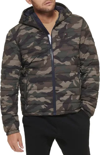 Vista 7 de Tommy Hilfiger chamarra plegable de poliéster elástico con capucha para hombre Medianoche