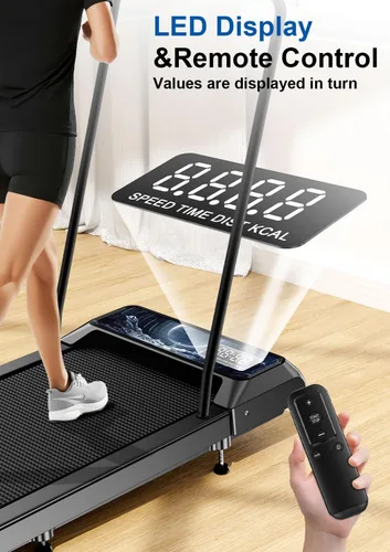 Vista 4 de Cinta de correr con asa extraíble, 2.5HP Cintas de correr portátiles para el hogar y la oficina, capacidad de 270 libras, cinta de correr debajo