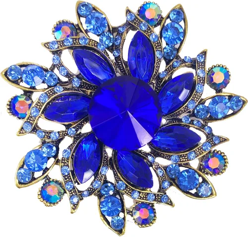 Vista 10 de LAXPICOL Broche Vintage de Flores Elegante con Cristales Austríacos para Mujer Negro