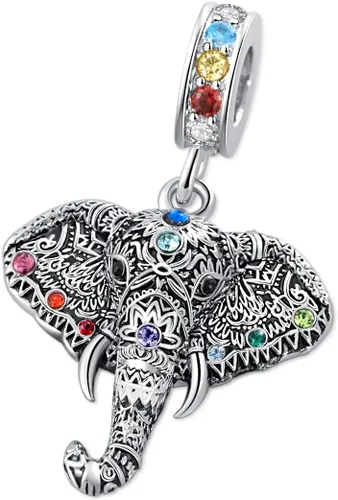 Vista 2 de YSAHan - Abalorio de cristal con diseño de mariquita y elefante de buena suerte para pulsera Pandora